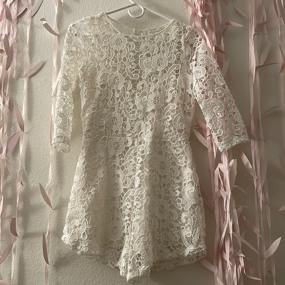 Zara White Embroidered Romper
